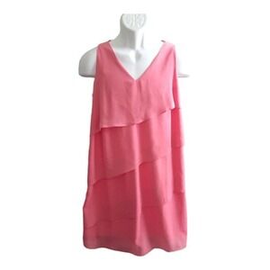 Charming Charlie Tiered Dress Size M pink layered Barbie Flapper knee length NWT
